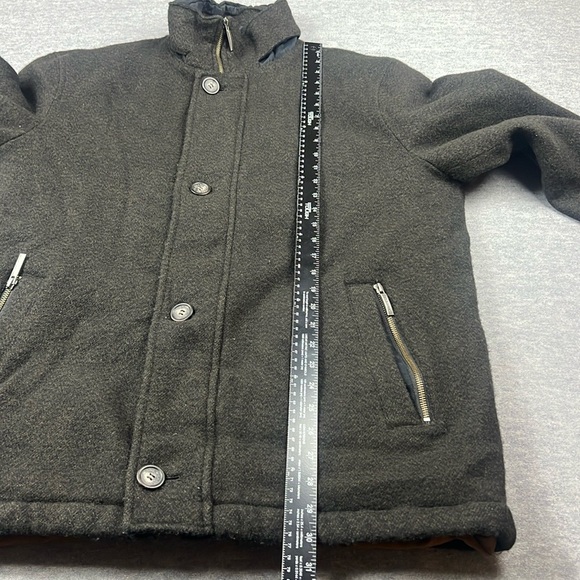 Jos A Bank Men’s Large Wool Tweed Coat Brown Black Button/Zip Pockets Luxury - Picture 10 of 13